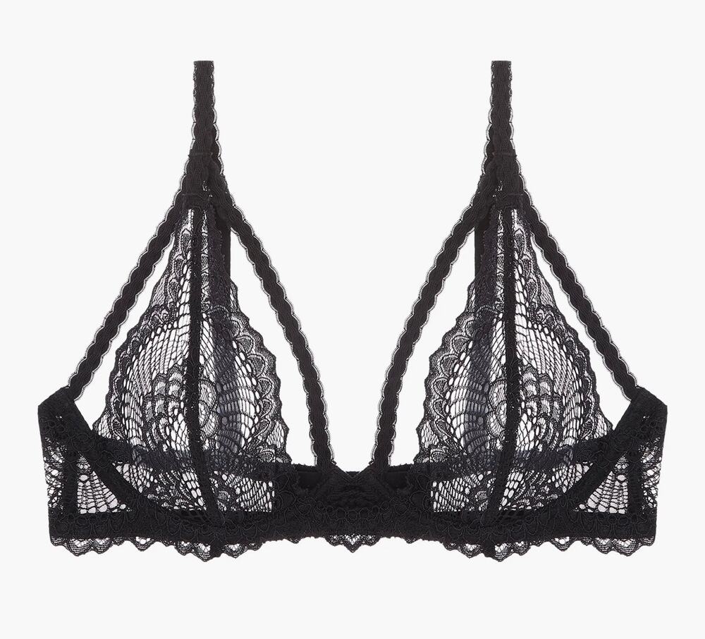 Journelle Natalia Black‎ Lace Underwire Bra NWT Size L Italian Lace Lingerie